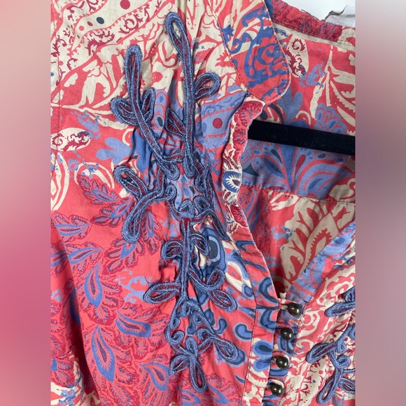 Charter Club Sleeveless Red and Blue Floral Soutache Braid Tunic 14 Women’s GUC - Picture 8 of 14